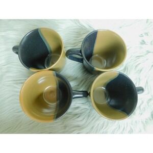 Lot of 4 Sango Tea Coffee Cup Mugs Gold Dust Black Discontinued #5022
